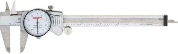 SPI - 0" to 6" Range, 0.001" Graduation, 0.1" per Revolution, Dial Caliper - White Face, 1.57" Jaw Length, Accurate to 0.0010" - Caliber Tooling