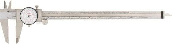 SPI - 0" to 12" Range, 0.001" and 0.02 mm Graduation, 0.001" per Revolution, Dial Caliper - White Face, 64mm Jaw Length, Accurate to 0.04mm - Caliber Tooling