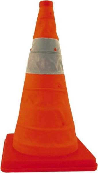 PRO-SAFE - 18" High, Orange Collapsible Traffic Cone - 13" Base Width, 16 Lb - Caliber Tooling