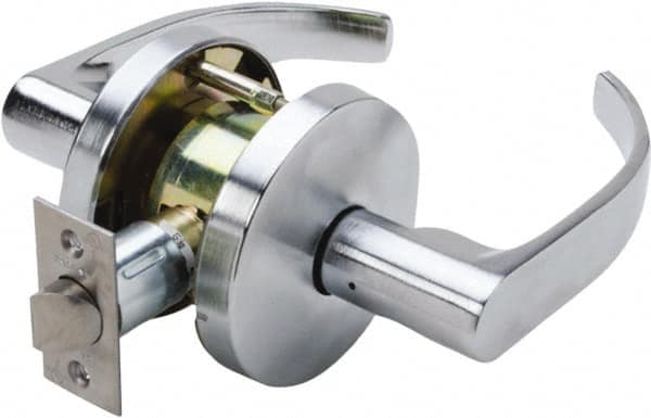 Falcon - Grade 1 Passage Lever Lockset for 1-3/8" Thick Doors - 2-3/4" Back Set, No Cylinder, Steel, Satin Chrome Finish - Caliber Tooling