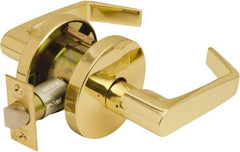 Falcon - Grade 2 Passage Lever Lockset for 1-3/8" Thick Doors - 2-3/4" Back Set, No Cylinder, Steel, Bright Brass Finish - Caliber Tooling