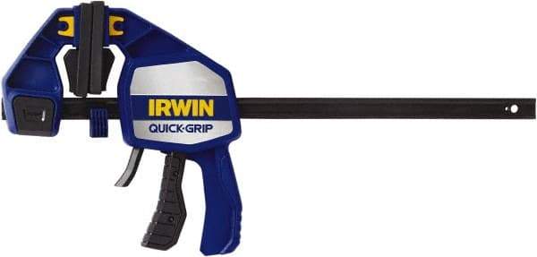 Irwin - 6" Capacity, 3-5/8" Throat Depth Carbon Steel Bar Clamp - 600 Lb Clamping Pressure, 377.83mm Max Spread - Caliber Tooling