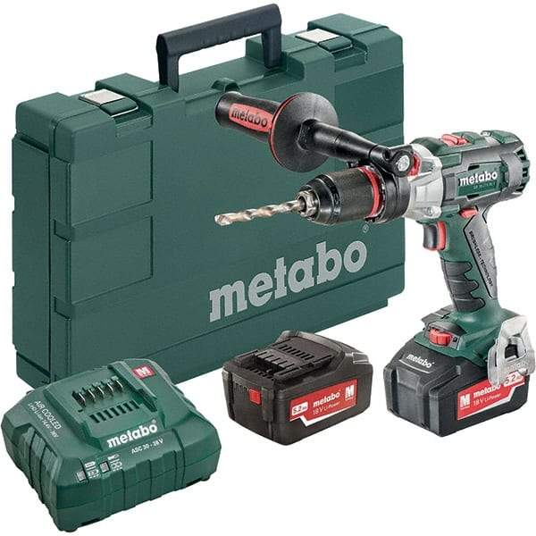 Metabo - 18 Volt 1/16 to 1/2" Keyless Chuck Cordless Hammer Drill - 32300 BPM, 500 to 1,850 RPM, Reversible, Pistol Grip Handle - Caliber Tooling