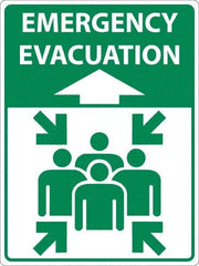 NMC - "Emergency Evacuation", 24" Long x 18" Wide, Sportwalk Safety Sign - Rectangle, 0.005" Thick, Use for Workplace/Safety - Caliber Tooling