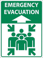 NMC - "Emergency Evacuation", 24" Long x 18" Wide, Asphalt Art Safety Sign - Rectangle, 0.005" Thick, Use for Workplace/Safety - Caliber Tooling