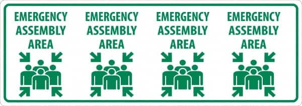 NMC - "Emergency Assembly Area", 12" Long x 34" Wide, Asphalt Art Safety Sign - Rectangle, 0.005" Thick, Use for Workplace/Safety - Caliber Tooling