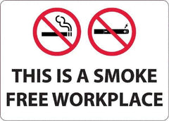 NMC - "This Is a Smoke Free Workplace", 10" Long x 14" Wide, Aluminum Safety Sign - Rectangular, 0.04" Thick, Use for Smoking Regulations - Caliber Tooling