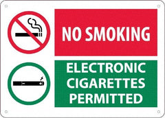 NMC - "No Smoking - Electronic Cigarettes Permitted", 10" Long x 14" Wide, Rigid Plastic Safety Sign - Rectangular, 0.05" Thick, Use for Smoking Regulations - Caliber Tooling