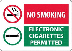 NMC - "No Smoking - Electronic Cigarettes Permitted", 10" Long x 14" Wide, Aluminum Safety Sign - Rectangular, 0.04" Thick, Use for Smoking Regulations - Caliber Tooling