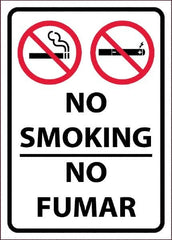 NMC - "No Smoking - No Fumar", 10" Long x 14" Wide, Pressure-Sensitive Vinyl Safety Sign - Rectangular, 0.0045" Thick, Use for Smoking Regulations - Caliber Tooling