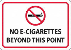 NMC - "No E-Cigarettes Beyond This Point", 10" Long x 14" Wide, Rigid Plastic Safety Sign - Rectangular, 0.05" Thick, Use for Smoking Regulations - Caliber Tooling