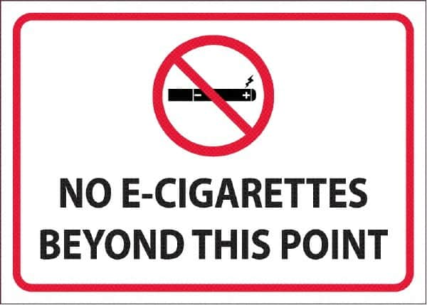 NMC - "No E-Cigarettes Beyond This Point", 10" Long x 14" Wide, Pressure-Sensitive Vinyl Safety Sign - Rectangular, 0.0045" Thick, Use for Smoking Regulations - Caliber Tooling