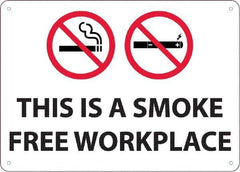 NMC - "This Is a Smoke Free Workplace", 10" Long x 14" Wide, Rigid Plastic Safety Sign - Rectangular, 0.05" Thick, Use for Smoking Regulations - Caliber Tooling