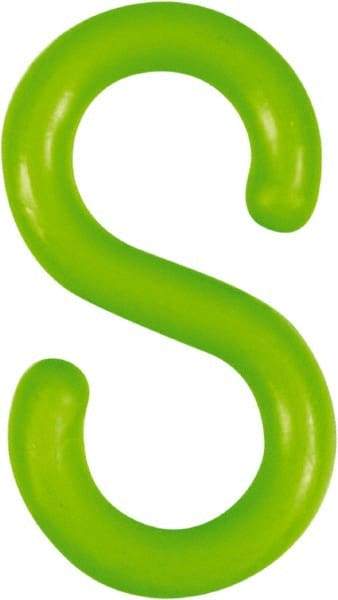 NMC - 2" High x 1/4" Long x 4" Wide Barrier S-Hook - Plastic, Uncoated, Green, Use with Plastic Chain - Caliber Tooling