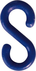 NMC - 2" High x 1/4" Long x 4" Wide Barrier S-Hook - Plastic, Uncoated, Blue, Use with Plastic Chain - Caliber Tooling