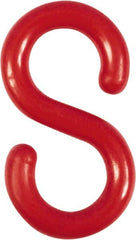 NMC - 1-1/2" High x 1/4" Long x 4" Wide Barrier S-Hook - Plastic, Uncoated, Red, Use with Plastic Chain - Caliber Tooling