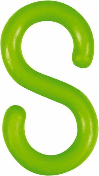 NMC - 1-1/2" High x 1/4" Long x 4" Wide Barrier S-Hook - Plastic, Uncoated, Green, Use with Plastic Chain - Caliber Tooling