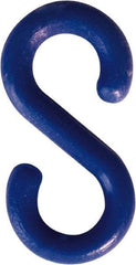 NMC - 1-1/2" High x 1/4" Long x 4" Wide Barrier S-Hook - Plastic, Uncoated, Blue, Use with Plastic Chain - Caliber Tooling