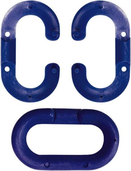 NMC - 2" High x 1/4" Long x 4" Wide Barrier Connecting Link - Plastic, Uncoated, Blue, Use with Plastic Chain - Caliber Tooling