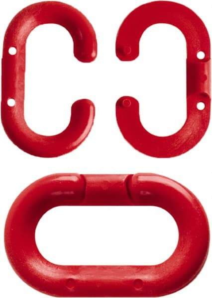 NMC - 1-1/2" High x 1/4" Long x 4" Wide Barrier Connecting Link - Plastic, Uncoated, Red, Use with Plastic Chain - Caliber Tooling