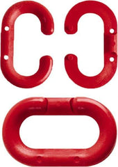 NMC - 1-1/2" High x 1/4" Long x 4" Wide Barrier Connecting Link - Plastic, Uncoated, Red, Use with Plastic Chain - Caliber Tooling