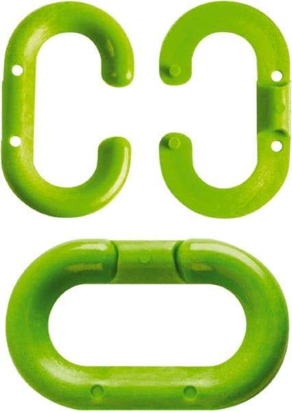 NMC - 1-1/2" High x 1/4" Long x 4" Wide Barrier Connecting Link - Plastic, Uncoated, Green, Use with Plastic Chain - Caliber Tooling