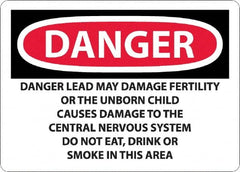 NMC - "Danger - Lead May Damage Fertility or the Unborn Child", 10" Long x 14" Wide, Rigid Plastic Safety Sign - Rectangle, 0.05" Thick, Use for Hazardous Materials - Caliber Tooling