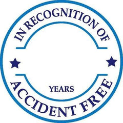 NMC - In Recognition Of Years ____ Accident Free, Hard Hat Label - Round, Blue on White, 0.004" Thick, Indoor or Outdoor, Adhesive Backed, For Accident Prevention - Caliber Tooling