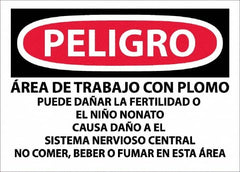 NMC - "Peligro - Area De Trabajo Con Plomo", 10" Long x 14" Wide, Paper Safety Sign - Rectangle, Use for Hazardous Materials - Caliber Tooling