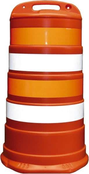 PRO-SAFE - 40" High x 36" Wide Reflective Channelizer Drum - High Density Polyethylene (HDPE), 10 Lbs, Orange - Caliber Tooling