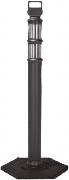 PRO-SAFE - 46" High x 4" Wide Reflective Delineator Post - High Density Polyethylene (HDPE), 3 Lbs, Black - Caliber Tooling