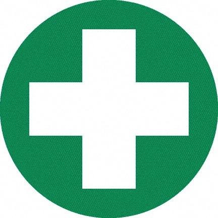 NMC - First Aid Cross Graphic, Hard Hat Label - White on Green, 0.045" Thick, For Certified Operator - Caliber Tooling