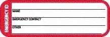 NMC - Emergency ID - Name ____ Emergency Contact ____, Hard Hat Label - Black/Red/White, 0.045" Thick, For Accident Prevention - Caliber Tooling