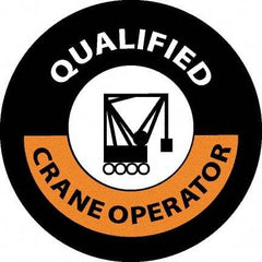 NMC - Qualified Crane Operator, Hard Hat Label - Black/Orange/White, 0.045" Thick, For Accident Prevention - Caliber Tooling