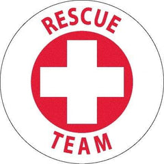 NMC - Rescue Team, Hard Hat Label - Red on White, 0.045" Thick, For Accident Prevention - Caliber Tooling