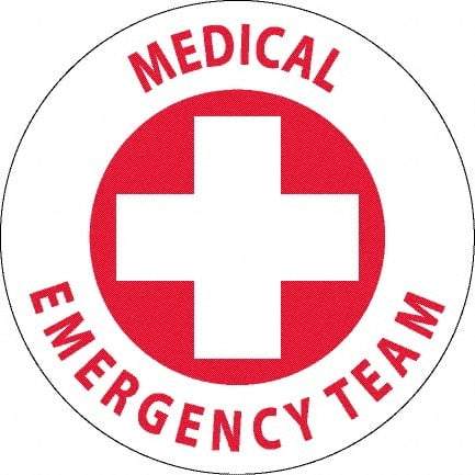 NMC - Medical Emergency Team, Hard Hat Label - Red on White, 0.045" Thick, For Accident Prevention - Caliber Tooling