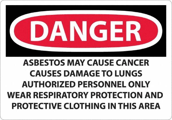 NMC - "Danger - Asbestos May Cause Cancer", 14" Long x 20" Wide, Aluminum Safety Sign - Rectangular, 0.04" Thick, Use for Hazardous Materials - Caliber Tooling