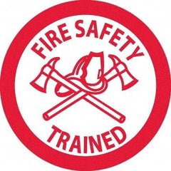 NMC - Fire Safety Trained, Hard Hat Label - Red on White, 0.045" Thick, For Accident Prevention - Caliber Tooling