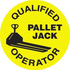 NMC - Qualified Pallet Jack Operator, Hard Hat Label - Black on Yellow, 0.045" Thick, For Accident Prevention - Caliber Tooling