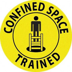 NMC - Confined Space Trained, Hard Hat Label - Black on Yellow, 0.045" Thick, For Accident Prevention - Caliber Tooling