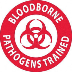 NMC - Bloodborne Pathogens Trained, Hard Hat Label - White on Red, 0.045" Thick, For Accident Prevention - Caliber Tooling