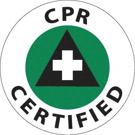 NMC - CPR Certified, Hard Hat Label - Green & Black on White, 0.045" Thick, For Accident Prevention - Caliber Tooling