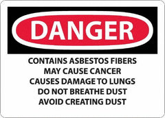 NMC - "Danger - Contains Asbestos Fibers", 10" Long x 14" Wide, Aluminum Safety Sign - Rectangular, 0.04" Thick, Use for Hazardous Materials - Caliber Tooling