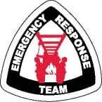 NMC - Emergency Response Team, Hard Hat Label - Diamond, Black & Red on White, 0.004" Thick, Indoor or Outdoor, Adhesive Backed, For Accident Prevention - Caliber Tooling