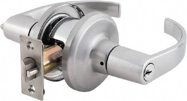 Stanley - Grade 2 Storeroom Lever Lockset - 2-3/8 & 2-3/4" Back Set, Brass Alloy, Satin Chrome Finish - Caliber Tooling