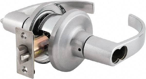 Stanley - Grade 2 Storeroom Lever Lockset - 2-3/8 & 2-3/4" Back Set, Brass Alloy, Satin Chrome Finish - Caliber Tooling