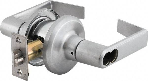 Stanley - Grade 2 Classroom Lever Lockset - 2-3/8 & 2-3/4" Back Set, Brass Alloy, Satin Chrome Finish - Caliber Tooling