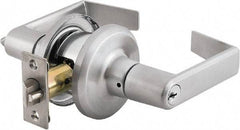 Stanley - Grade 2 Classroom Lever Lockset - 2-3/8 & 2-3/4" Back Set, Brass Alloy, Satin Chrome Finish - Caliber Tooling