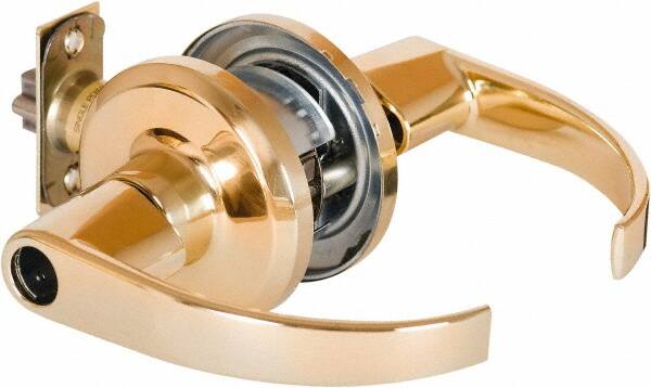 Stanley - Grade 2 Office Lever Lockset - 2-3/8 & 2-3/4" Back Set, Brass Alloy, Bright Brass Finish - Caliber Tooling