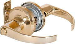 Stanley - Grade 2 Privacy Lever Lockset - 2-3/8 & 2-3/4" Back Set, Keyless Cylinder, Brass Alloy, Bright Brass Finish - Caliber Tooling